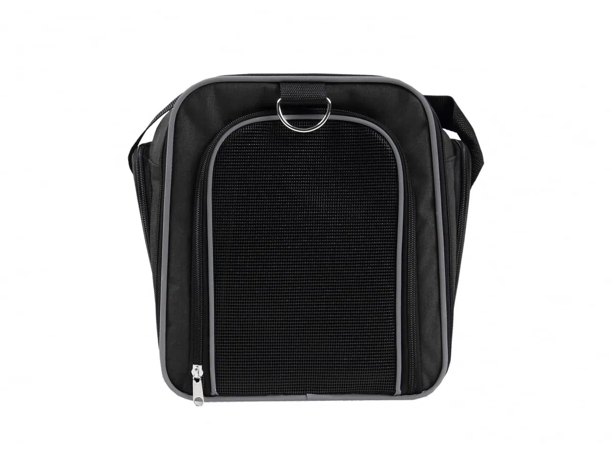 Wouapy Transportín Gatos, Perros para Viajes, Camping, Aventura (45X25cm, Negro). Bolsa de Transporte Transpirable Extendible para Mascotas Pequeñas Transportín Saco Suave Ventilado Cómodo (218628NOI)