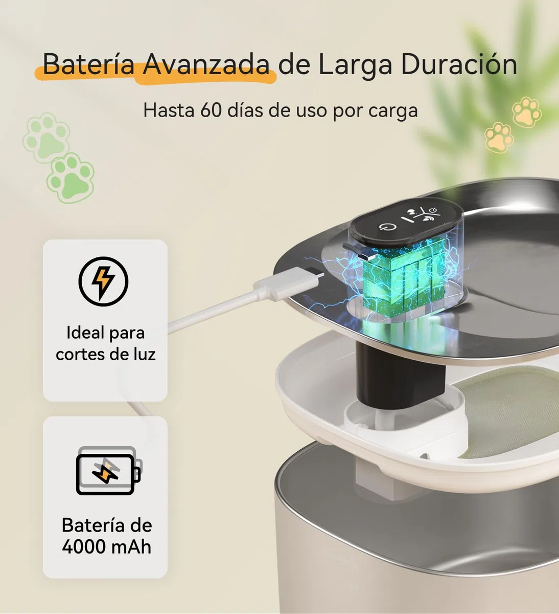 Fuente para gatos de acero inoxidable, inalámbrica, 4,1 L, 4000 mAh, negro, sin adaptador | 4000 mAh, 3 modos (sensor/tiempo/duración), silencioso, filtro, para gatos y perros pequeños, con 1 filtro de repuesto
