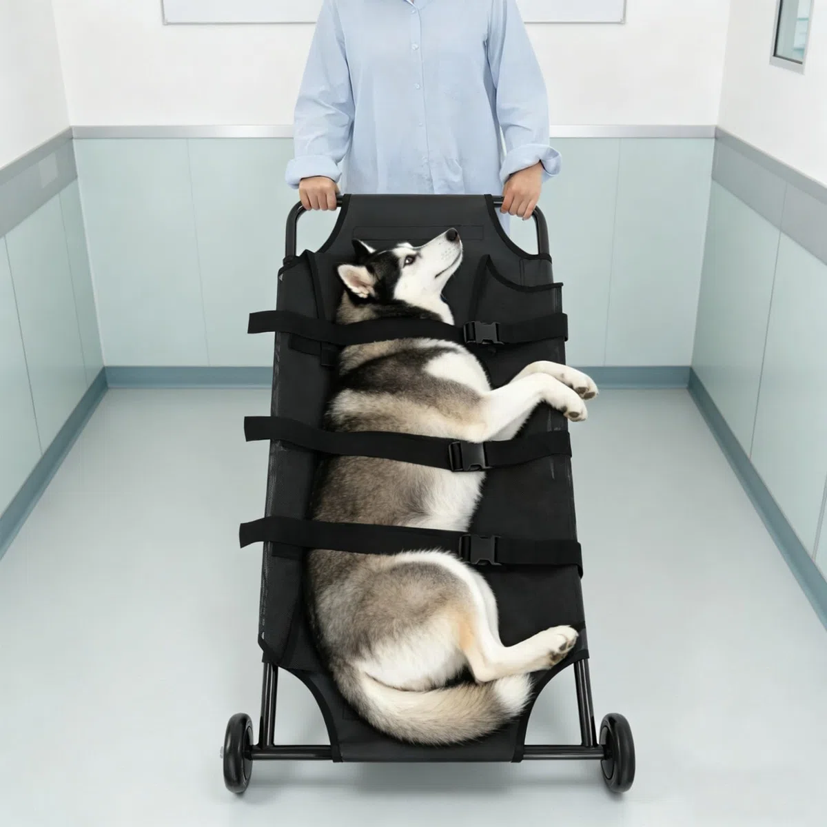 Transportín plegable para perros de hasta 120 kg, 115 x 56 x 13 cm, con ruedas silenciosas, arnés de emergencia plegable para emergencias, viajes, perros grandes