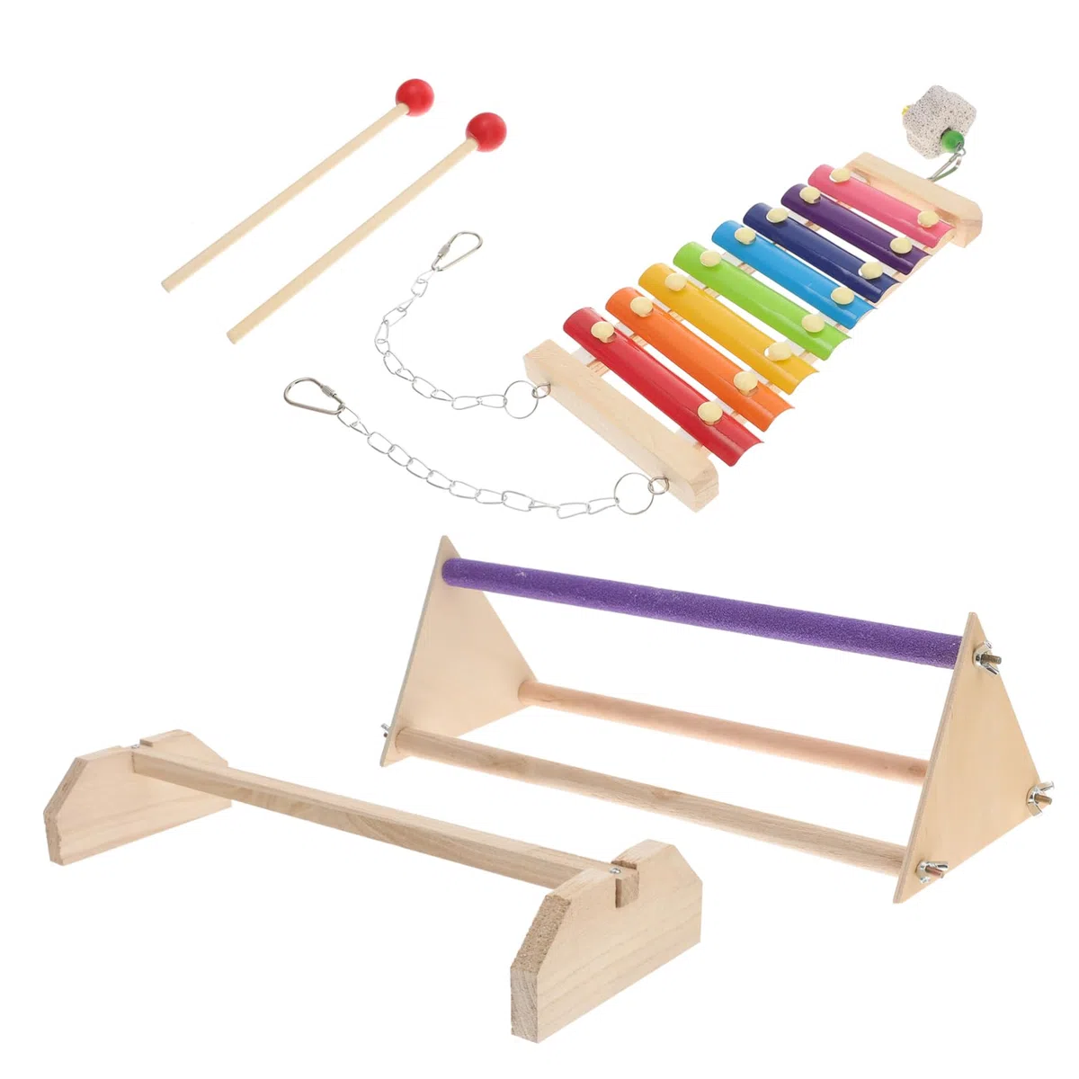DOITOOL Xilófono, Soporte de Madera Sintética Juego de Percha para Pollos Que Permite Relajarse y Jugar Gallinas, Accesorio para Aves de Corral