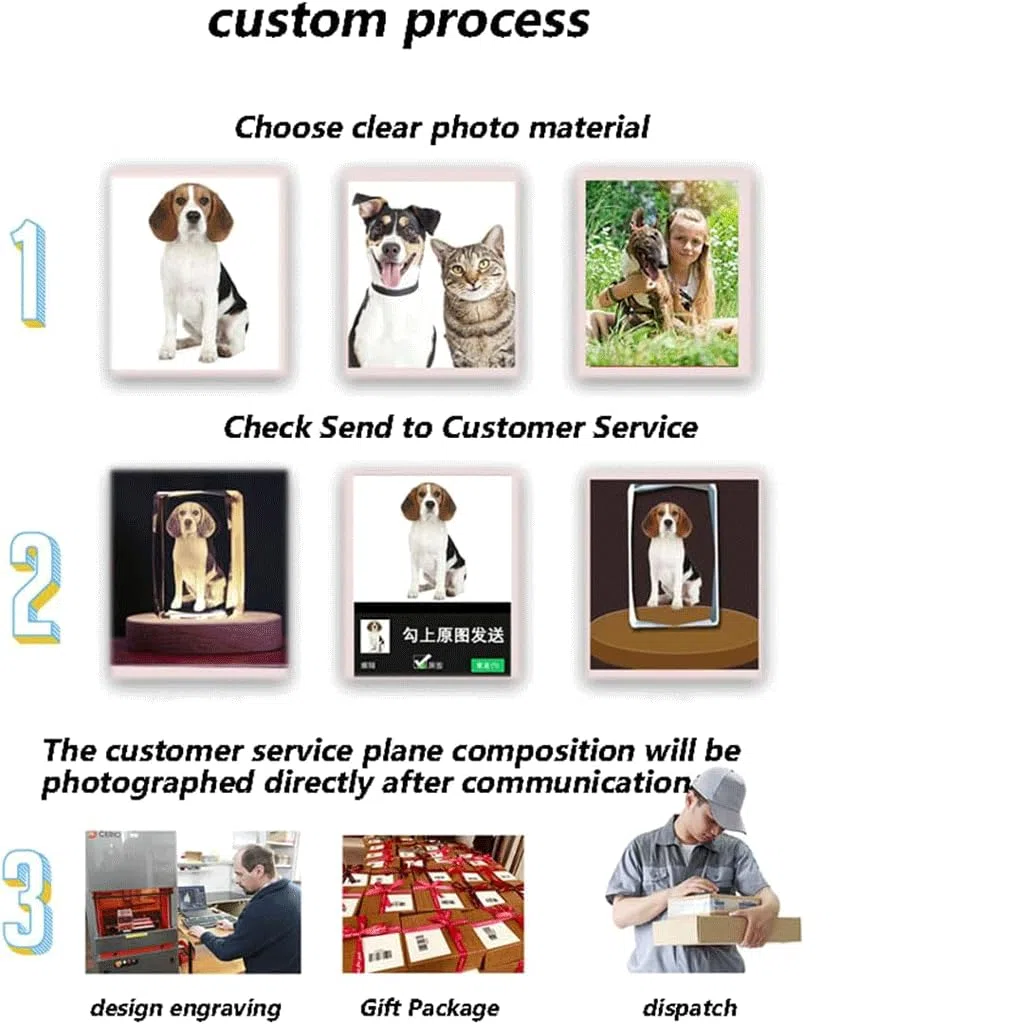 NALsa Tallado de Cristal, Fotos privadas 3D Personalizadas, Regalos conmemorativos para Mascotas para Amigos, Novias y Regalos Familiares