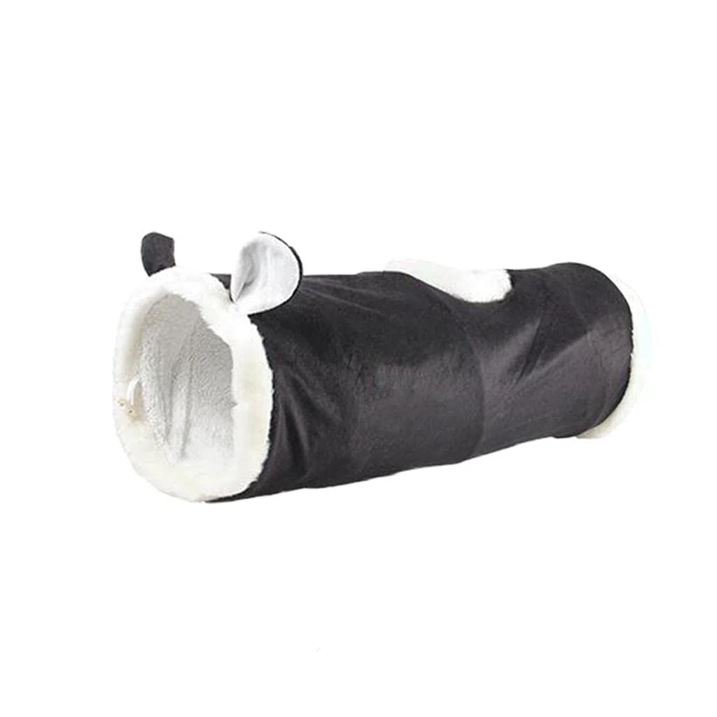 Milageto Cat Tunnel Tubo de Peluche Colapsible Juguete para Mascotas con Ventana para Gatos Gatitos Cachorros Y Conejos Apto para Entretenimiento Y Ejercicios, Gato Negro