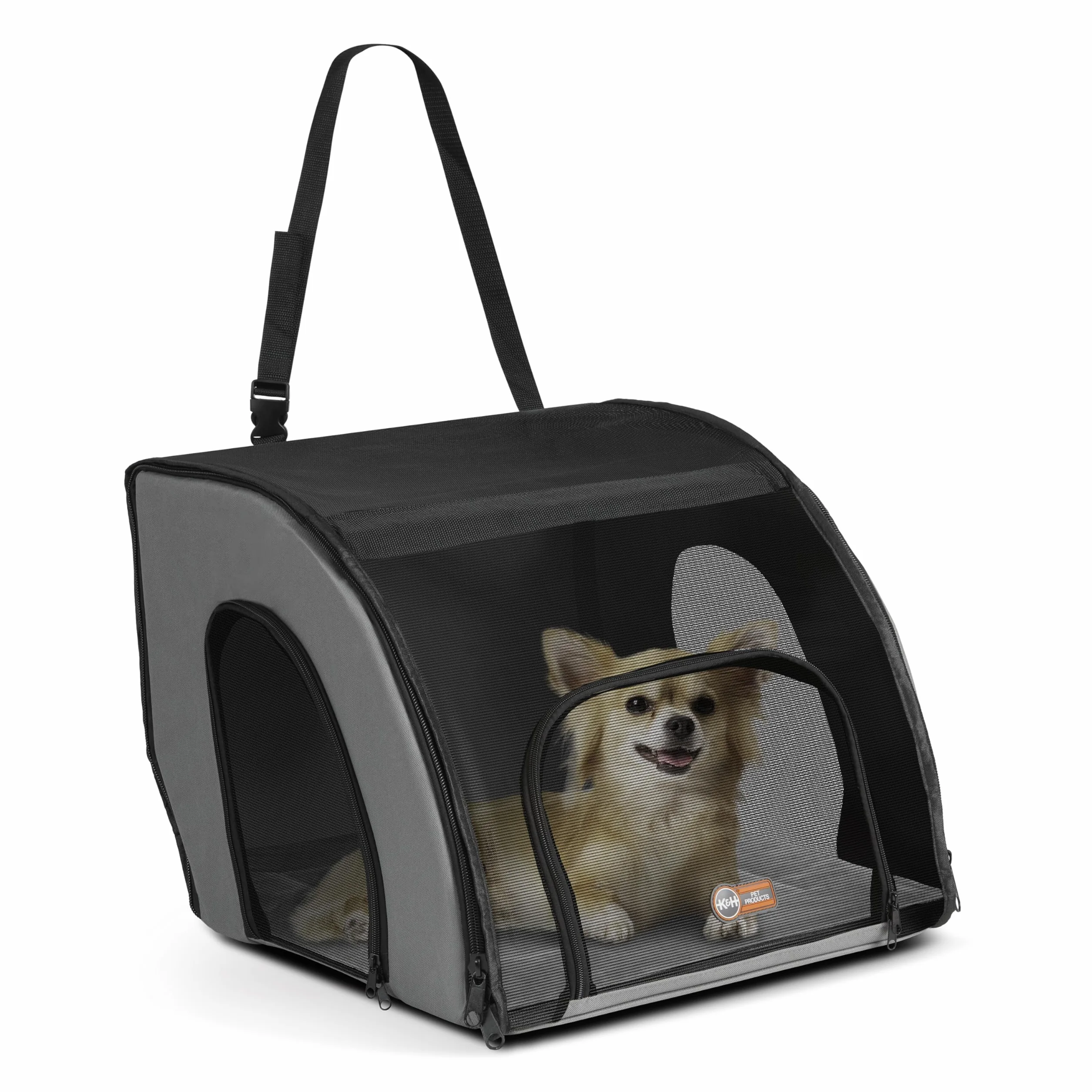 K&H Pet Products - Asiento de Coche Cerrado para Perros y Gatos, transportador de Seguridad de Viaje para Mascotas, Asiento de Coche de Viaje para Perros, transportador de Gatos Cubierto de Lados