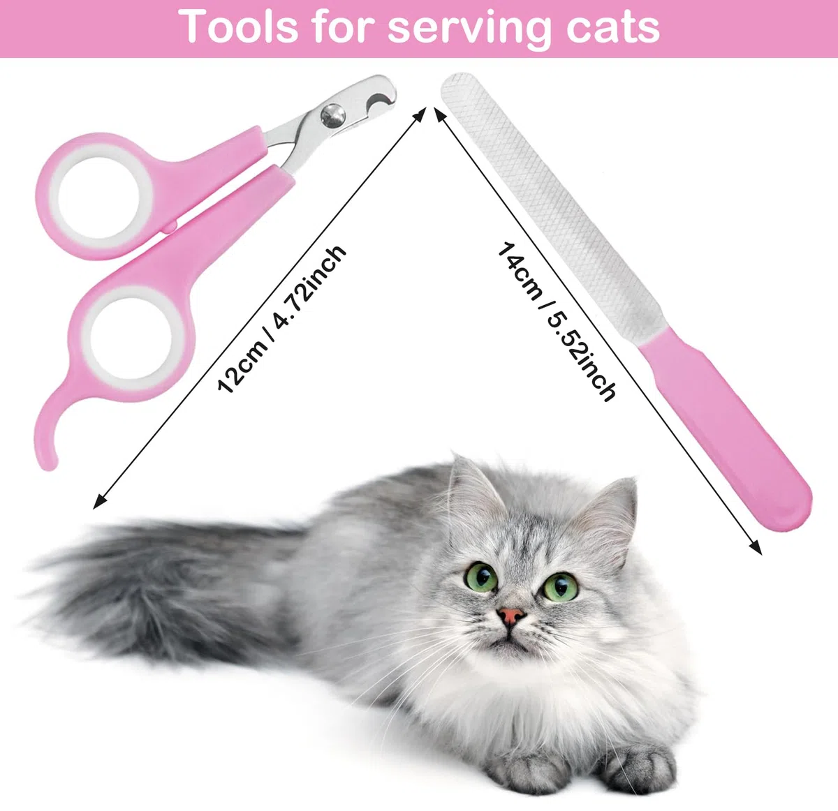 Kit de 5 cortaúñas para perros y gatos, con cierre protector para evitar cortes excesivos, recortadores profesionales para gatos y perros grandes y pequeños (rosa)