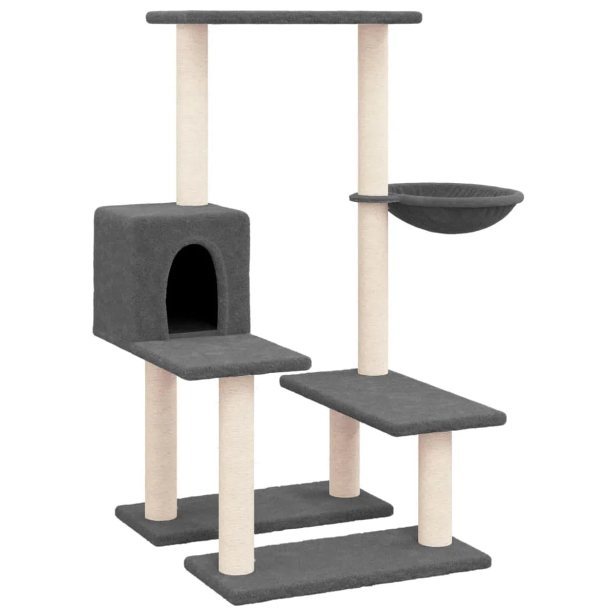 ShGaxin Rascador para Gatos con Postes de sisal, Rascador Gato, Arbol Rascador para Gatos, Gatos Accesorios, Torre Gatos, Arranhador para Gatos, Casa para Gatos, Gris Oscuro 94,5 cm