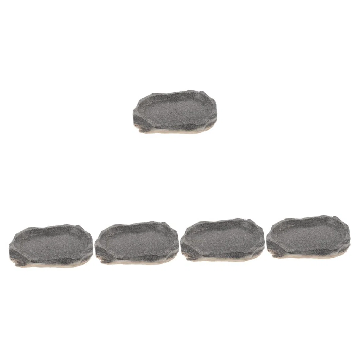 Sosoport 5piezas Tazón De Resina para Reptiles Alimentador De Comida y Agua Plato Duradero para Lagartos Gecko Dragón Barbudo y Tortugas Diseño De Roca Natural Fácil De Limpiar