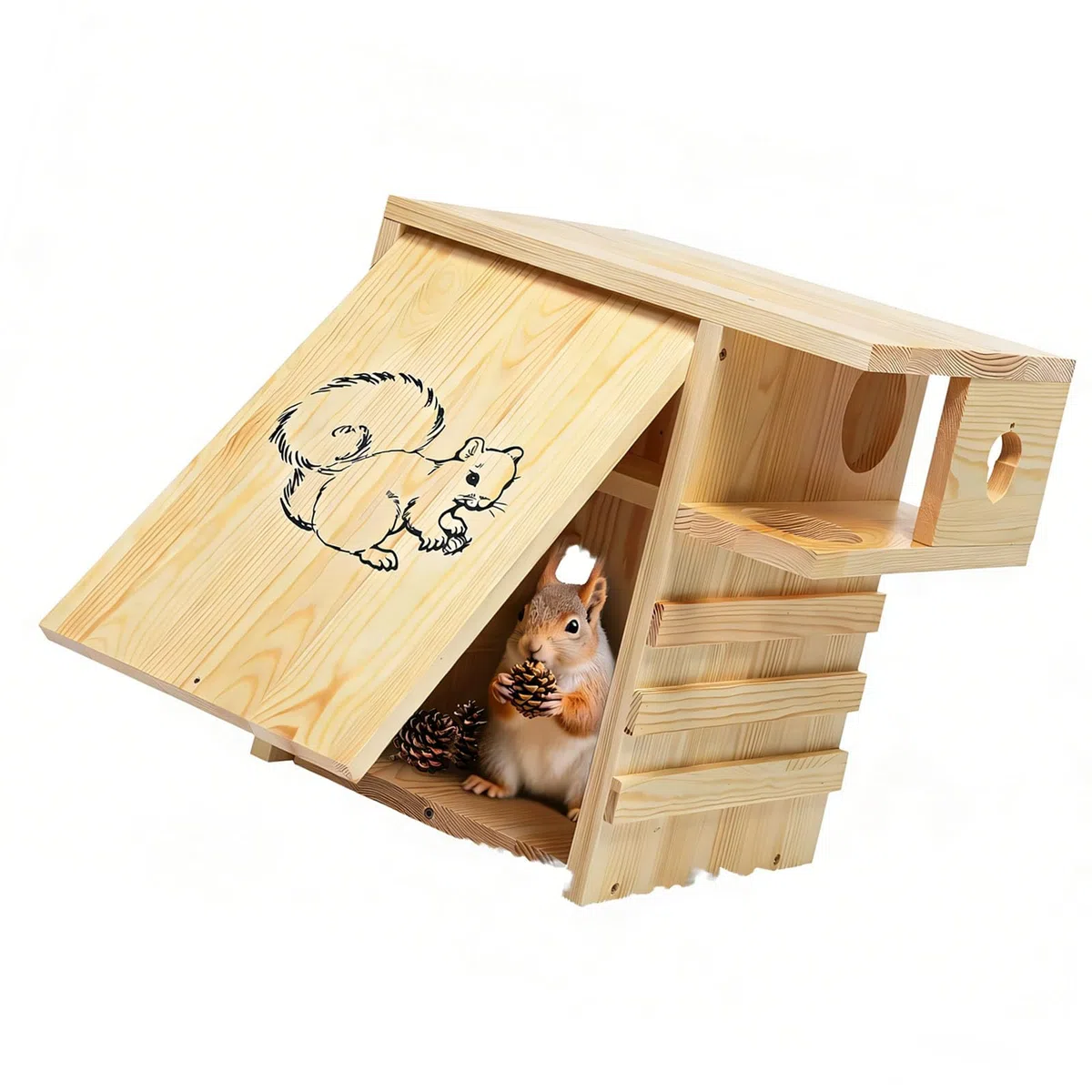 Excelente caja nido de animales hecha de madera con amplio espacio interior, 42 x 42 cm, espaciosa casa pequeña