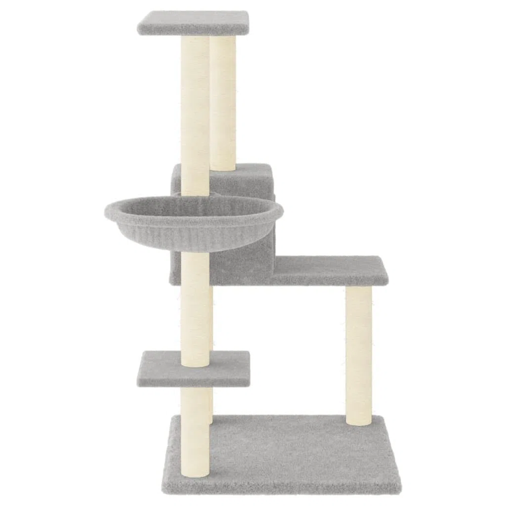 ShGaxin Rascador para Gatos con Postes de sisal Gris Claro 95 cm, Rascador Gato, Arbol Rascador para Gatos, Gatos Accesorios, Torre Gatos, Arranhador para Gatos, Casa para Gatos