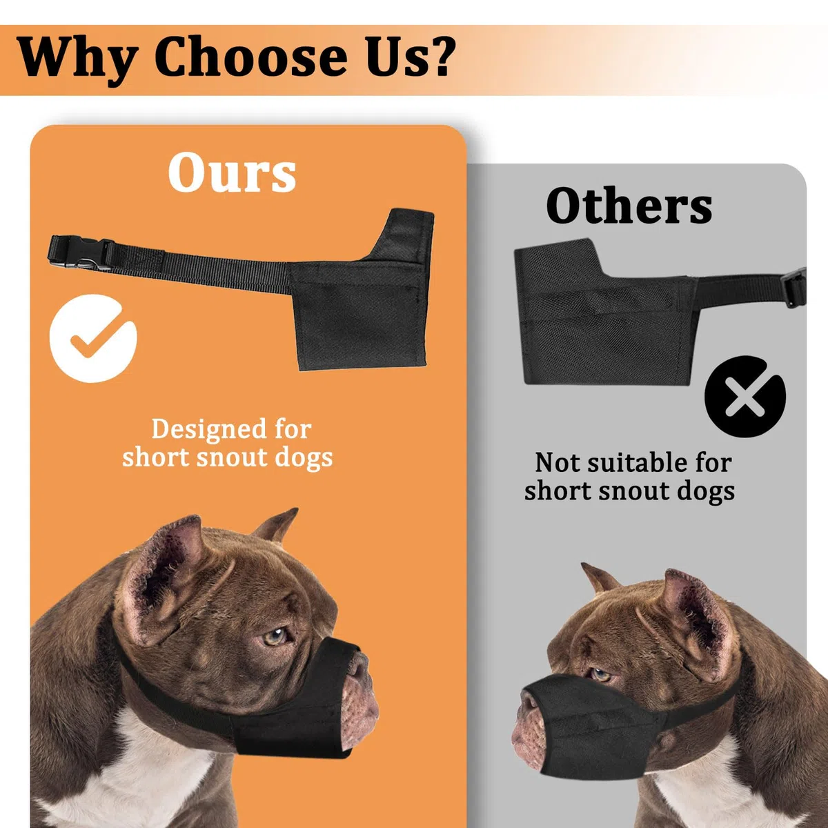 Mayerzon Bozal Pitbull, bozal suave para American Bully Bulldog Boxers Rottweilers, bozal masticable antiladridos para aseo, bozal de tela para perros medianos y grandes