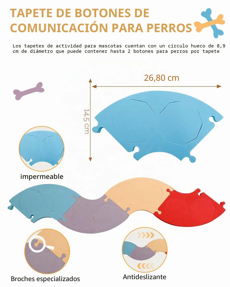 8 Botones para Perros, Botones para Mascotas, Botones para comunicación, Botones grabables, Incluye 4 Almohadillas, 50 Pegatinas, Juego de Entrenamiento para Perros