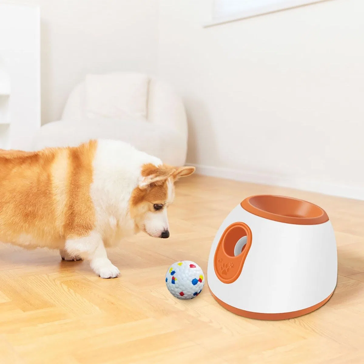 Lanzador automático de pelotas for perros, lanzador interactivo de pelotas for perros, lanzador automático de pelotas de tenis con 3 distancias de lanzamiento (10/20/30 pies), for perros pequeños, med