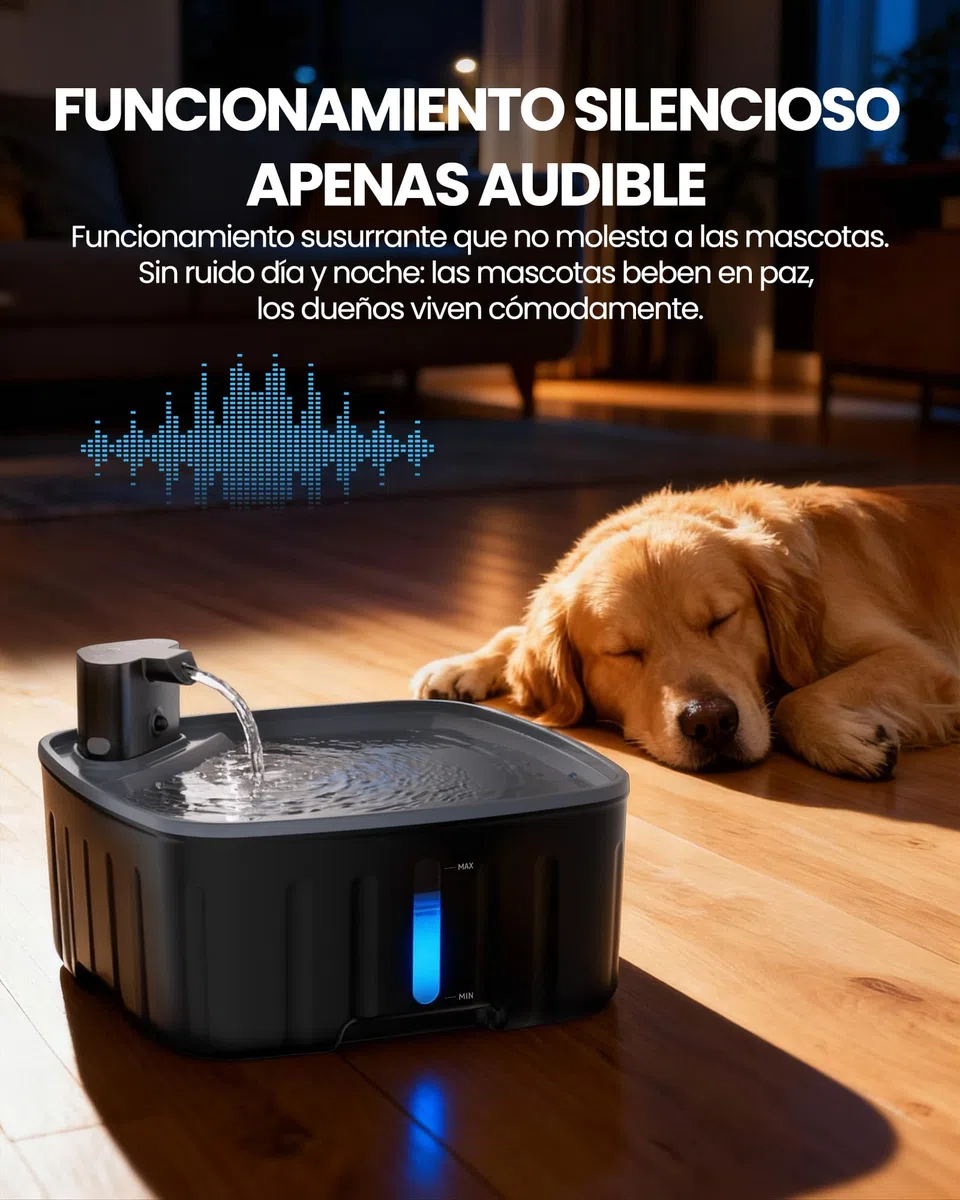 Kittyspout Fuente de Agua para Gatos y Perros 8L - Sin Cable, con Batería Recargable 4000mAh y Sensor de Movimiento - Bomba Silenciosa y Filtro de Carbón, para Mascotas Grandes o Múltiples