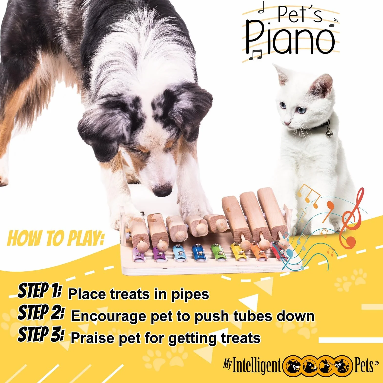 Piano - Juguete Interactivo Inteligente de Madera para Perros y Gatos - My Intelligent Dogs | Juguetes de inteligencia para perros Uso mental - Juguete interactivo Perro, Juegos de pensamiento para perros