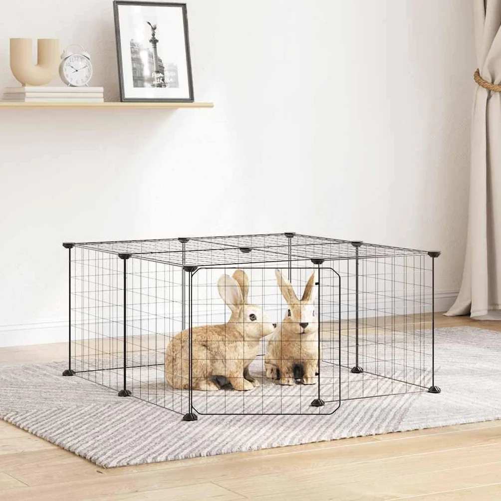 Jaula para mascotas de acero con recubrimiento en polvo, 35 x 35 cm, con puerta, plegable, para conejos, cobayas, hámsteres, roedores, interiores y exteriores, refugio seguro