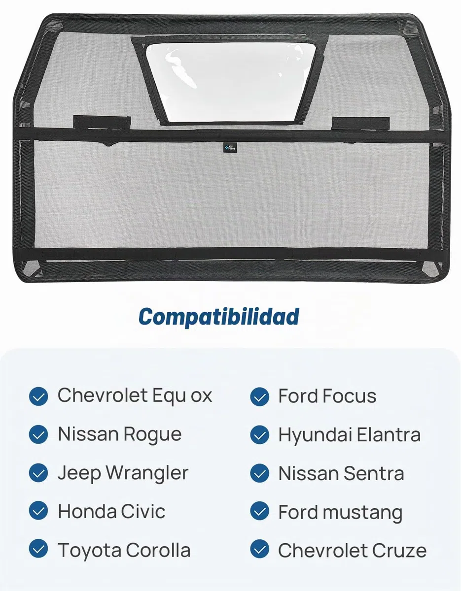 JOYTUTUS Rejilla para perros de coche, red de protección, barrera de separación con ventana de visualización, rejilla separadora universal para perros, 132 * 79 cm, para coches, SUV, camiones