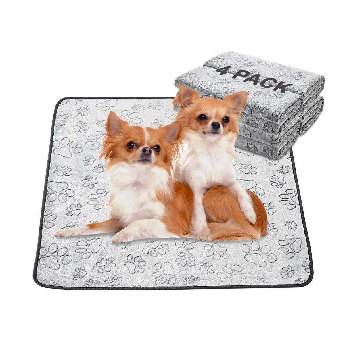 Qeils Almohadillas reutilizables para cachorros, paquete de 4 almohadillas lavables para orina para perros, almohadilla antideslizante, absorbentes y a prueba de fugas para orinal, jaula, parque