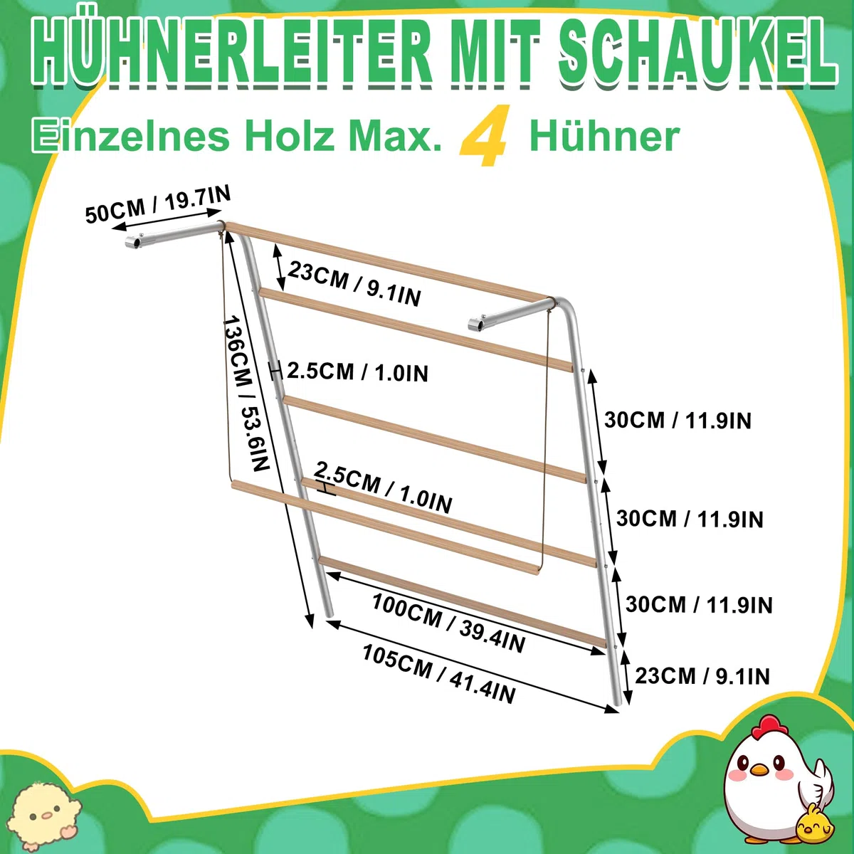 HENGMEI Soporte para gallinas, gran percha para pollos, pollos y gallinas, torre de escalada, escalera para correr, barra de pollo, columpio para aves de corral, juguete para aves de corral, soporte