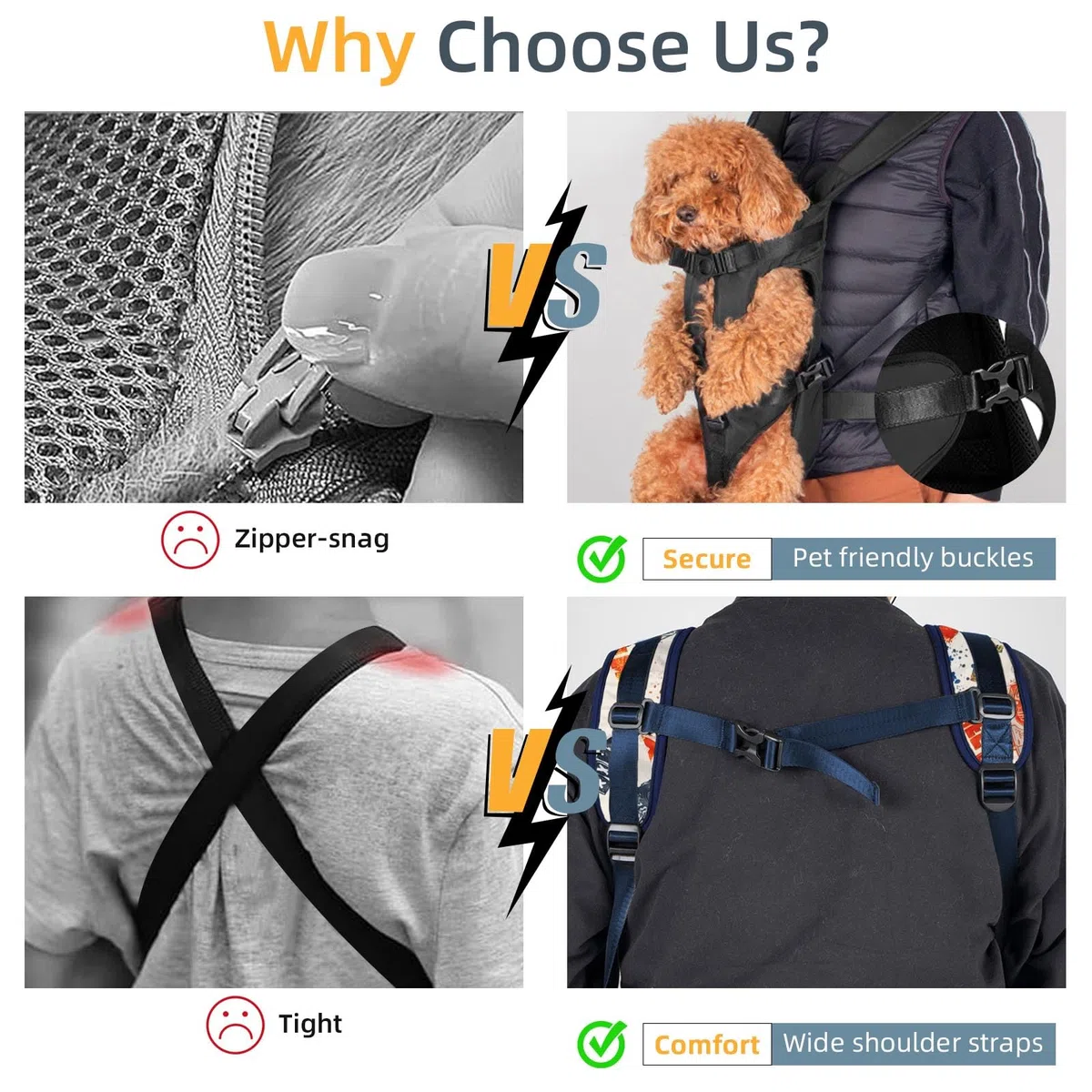 Mochila transportadora para perros, ajustable para mascotas, bolsa de viaje para cachorros, patas hacia fuera, fácil de ajustar para viajes, senderismo, camping, para perros pequeños y medianos,