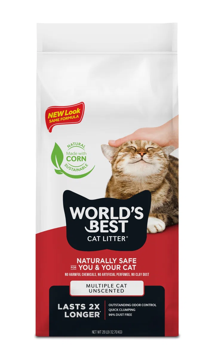 WORLD'S BEST CAT LITTER para Varios Gatos Sin Fragancia, 28 Libras – Ingredientes Naturales, aglomeración rápida, desechable por el Inodoro, 99% Libre de Polvo – Control de olores de Larga duración