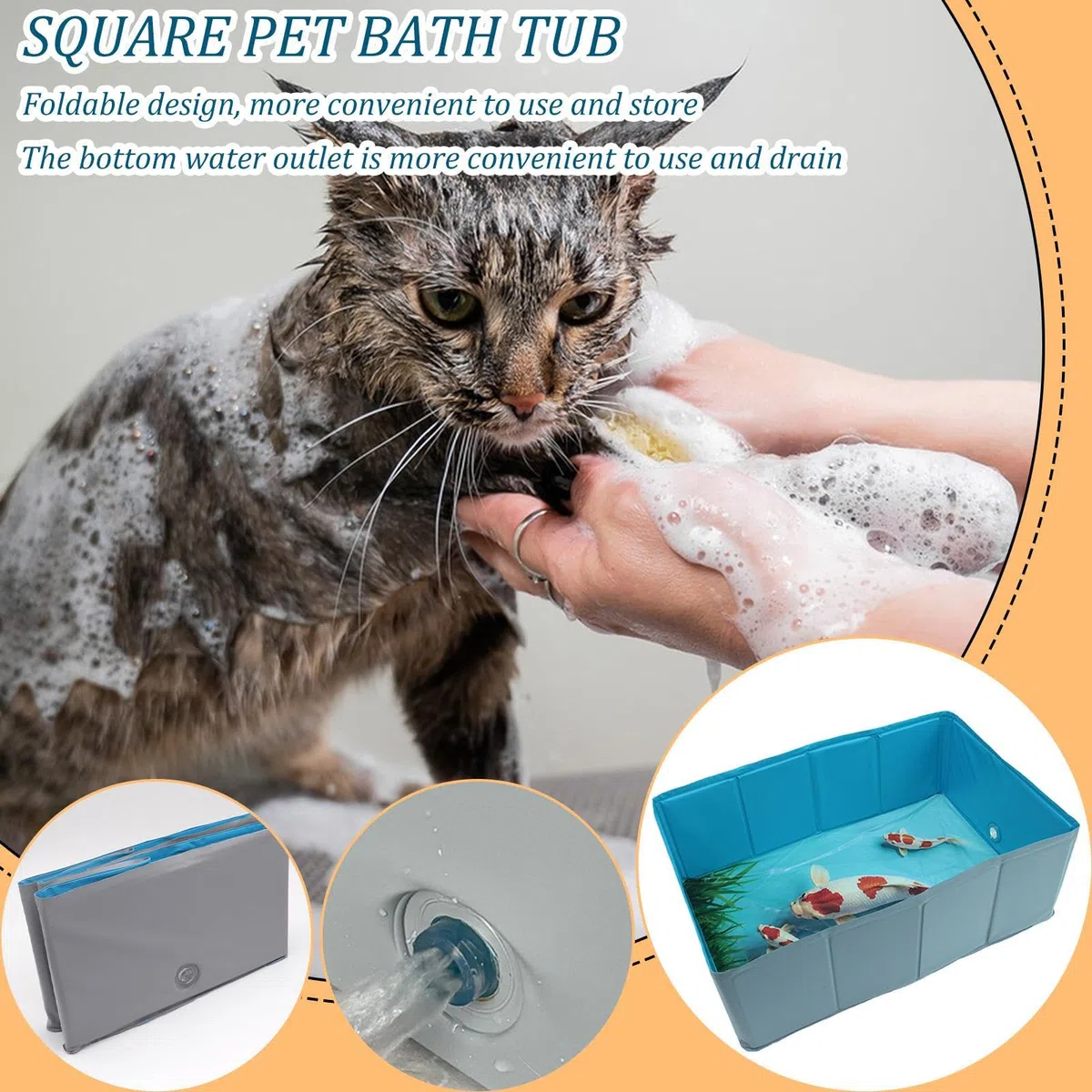Piscina para Perros Bañera De Perro Plegable De PVC con Forma Cuadrada