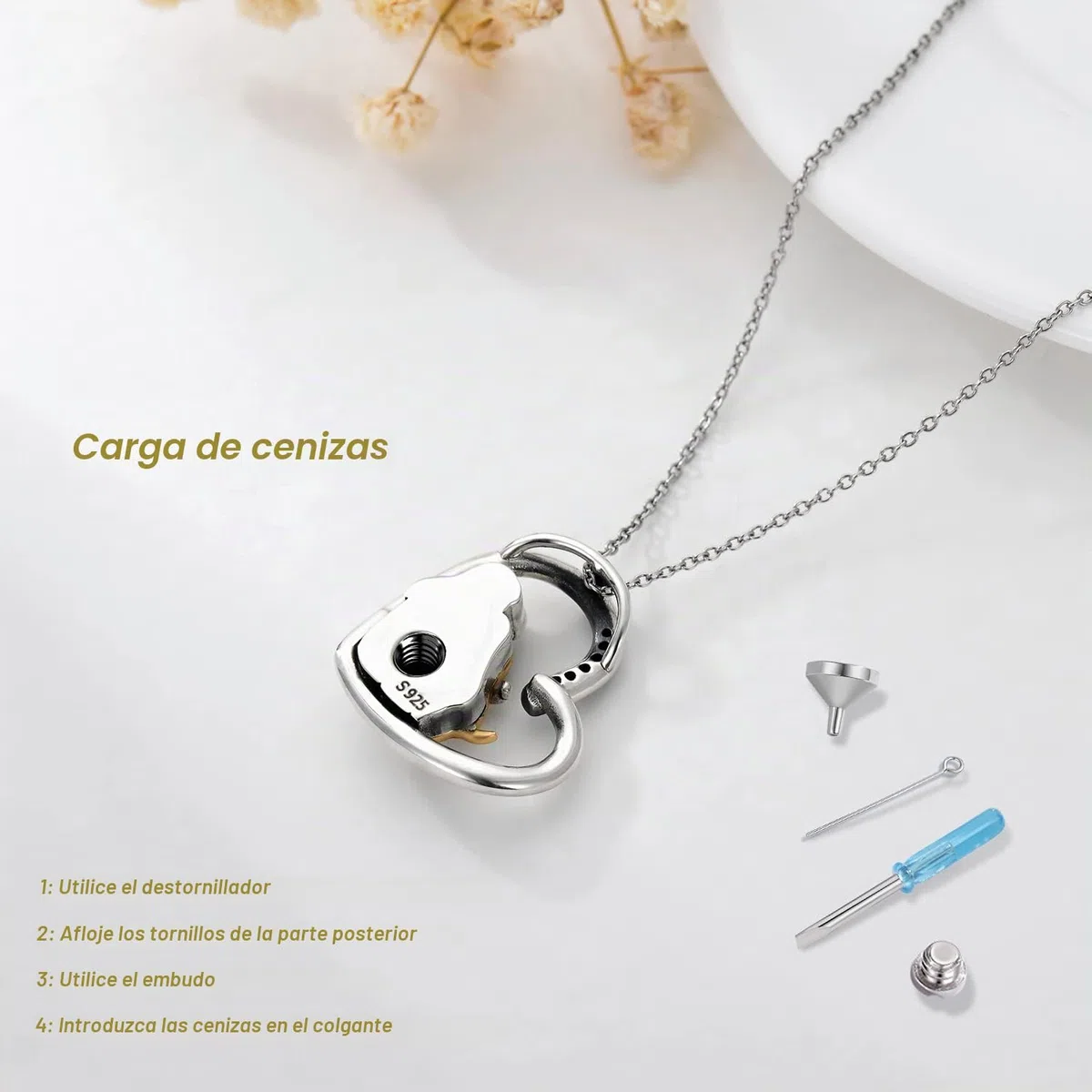 CHENGHONG Collar de perro de plata de ley 925 con colgante de cenizas para perro, collar de urna para cenizas, recuerdo, regalos conmemorativos, joyería temática de perro
