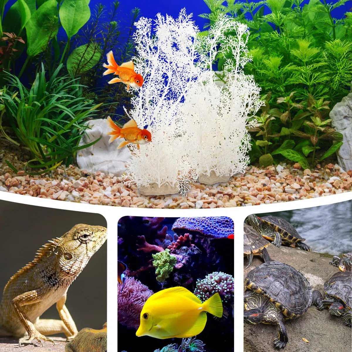 DOITOOL Plantas de plástico para acuario, pecera grande, 2 piezas, paisajismo, plástico, artificial, decoración de acuario grande, color blanco