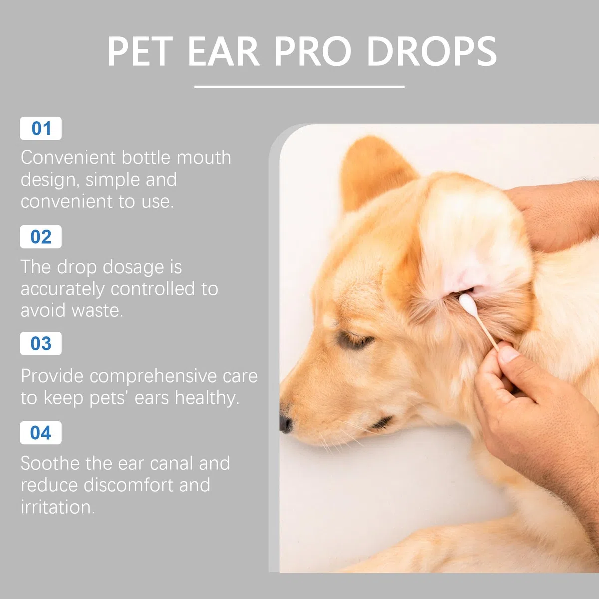 Gotas RZXEA Pet EarPro, gotas óticas naturales para mascotas, alivio suave para la picazón, solución segura para la limpieza de oídos para todas las razas y edades de perros y gatos,2PCS