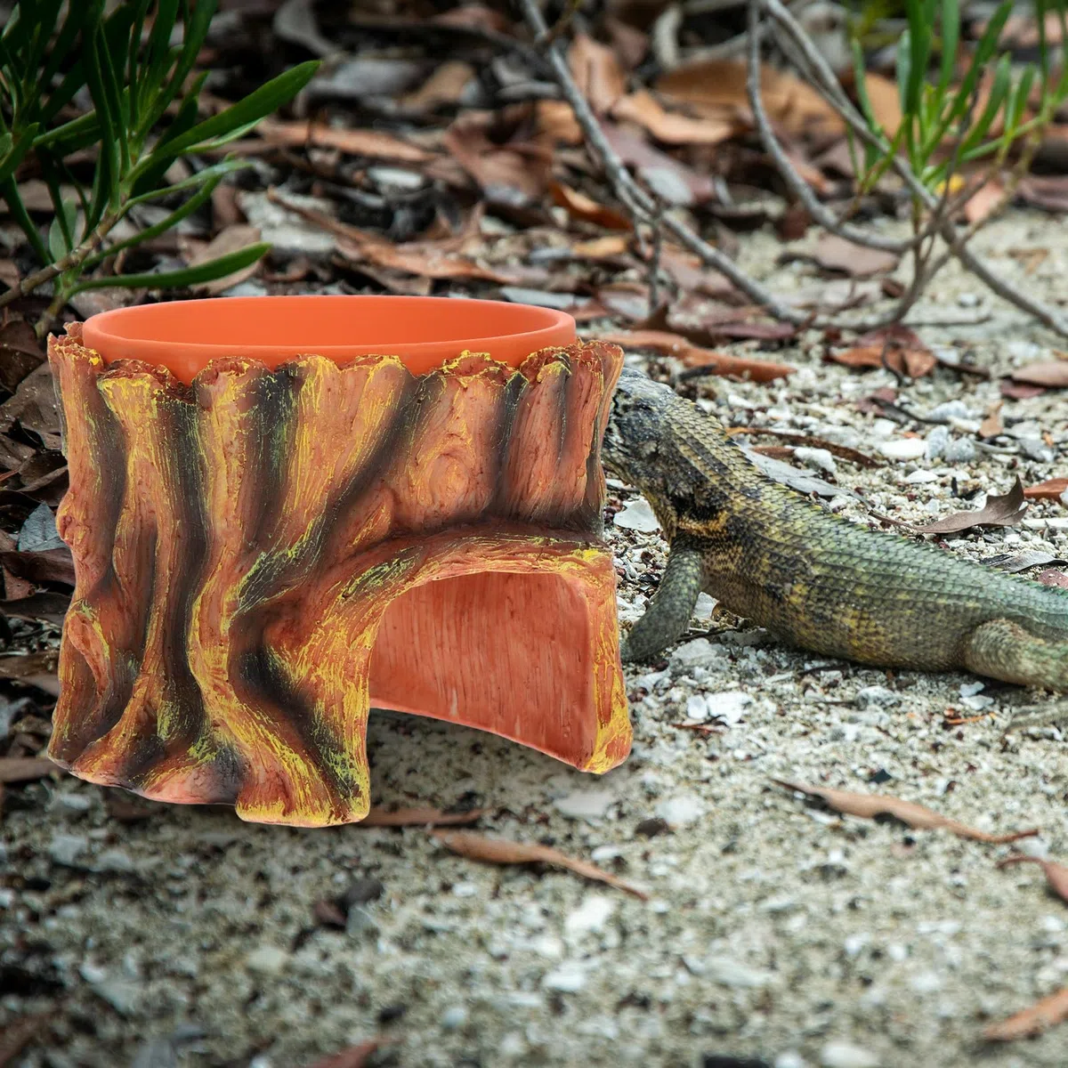 Veemoon Decoración para Terrarios de Reptiles Cueva de Resina Multifuncional para Serpientes y Pequeños Reptiles, Fácil Instalación en Jardín o Terrario