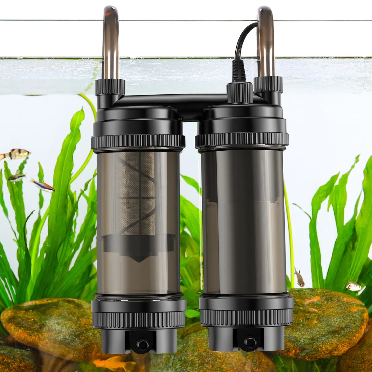 Hygger - Filtro de agua de doble caudal, para acuario (9 W, 450 L/H, filtro exterior para acuario, ultra silencioso, filtro de acuario, de 27 a 74 litros