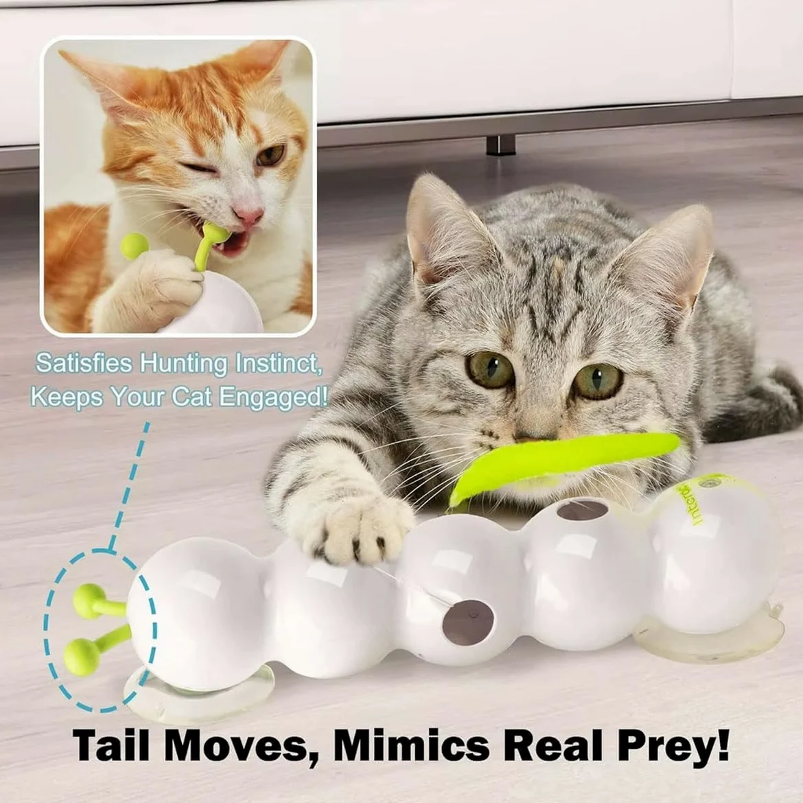 Juguete inteligente interactivo para gatos de interior, juguetes de insectos que se mueven automáticamente, juguetes de movimiento realista para mascotas, juguetes para jugar ejercicio, paquete de 2