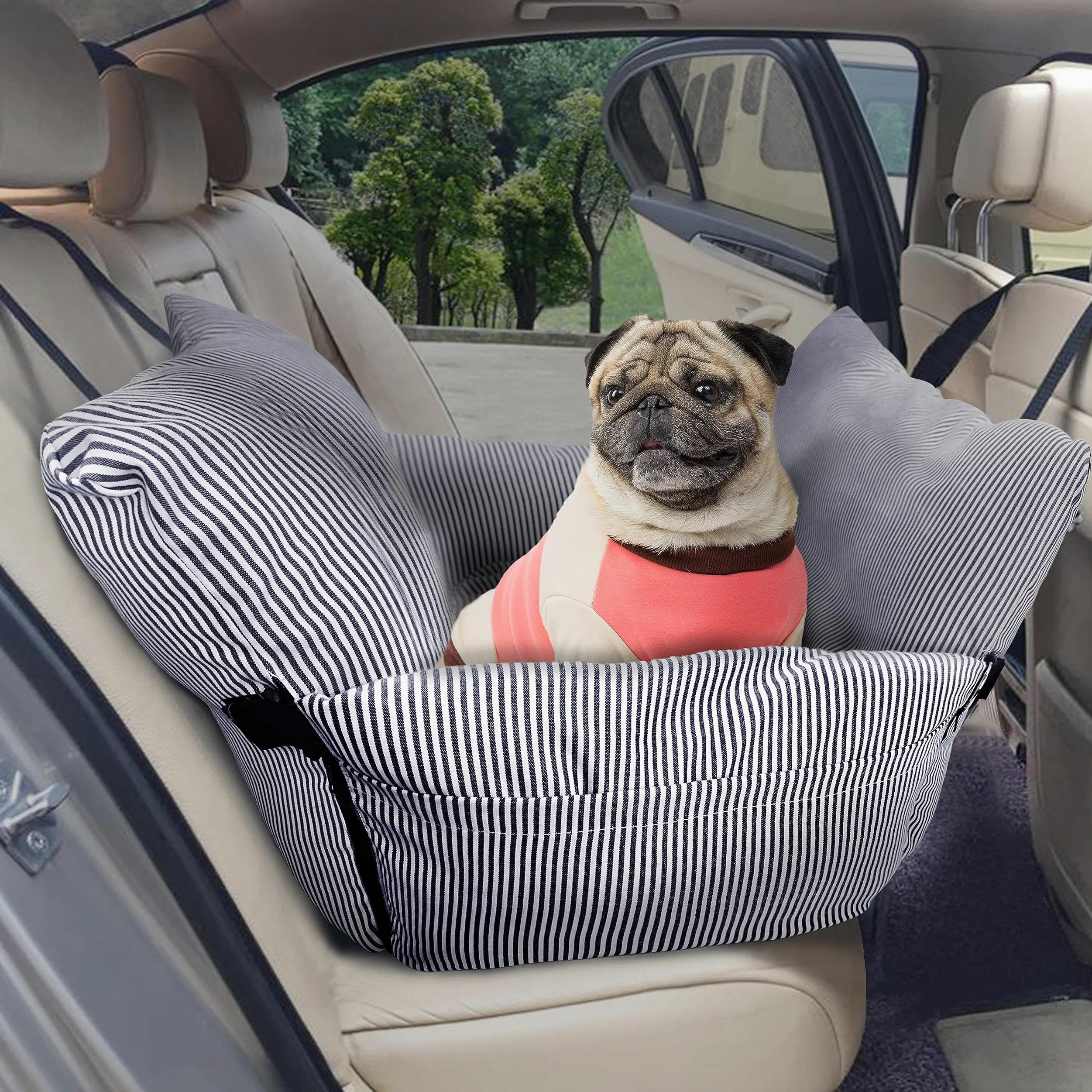 Johnear Asientos para automóviles de Mascotas，cojín para Perros medianos Perros, Cama para Gatos, Cama de Viaje con Correa de Seguridad, extraíble y Lavable, Bolsa de Transporte para Mascotas