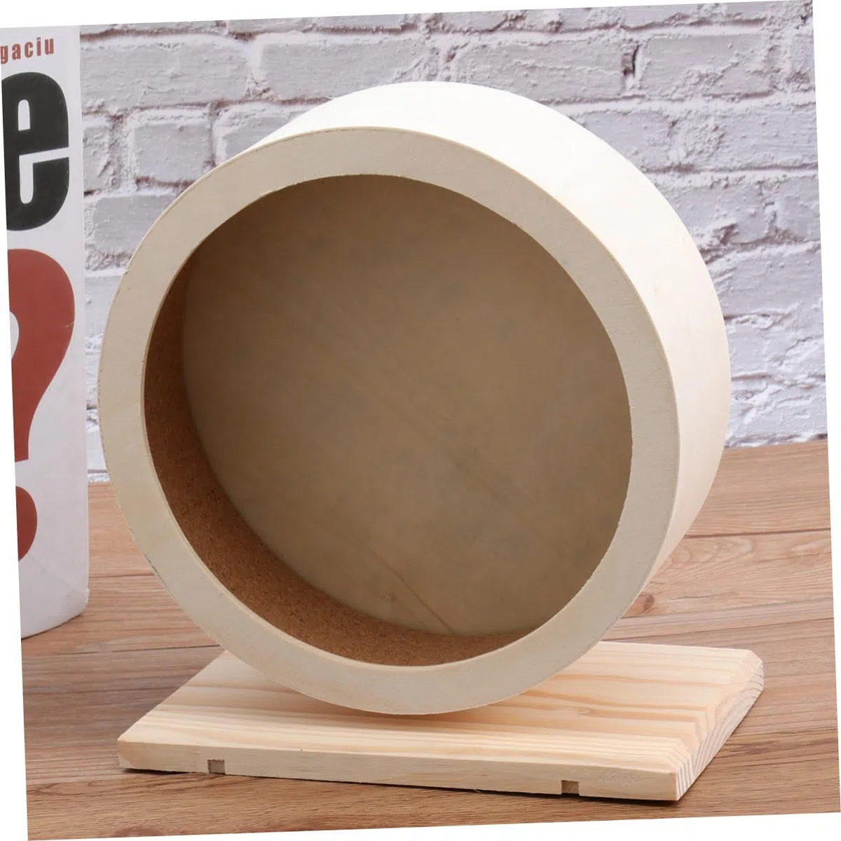 Rueda de Madera sólida Ejercicio Rueda de roedores no Silenciar desct Erizo para Hamsters platillo pequeño Juguete para Mascotas Bambú Beige