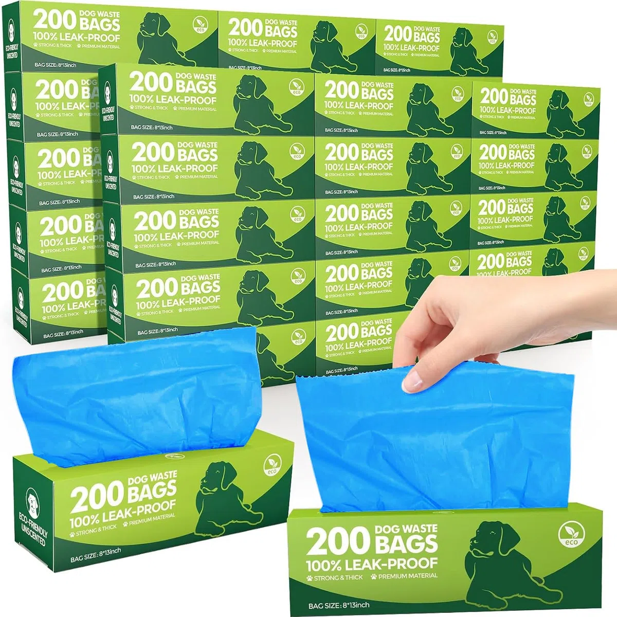 Harloon 6000 bolsas de basura para excrementos de perro, 30 rollos de 12 x 8 pulgadas, extra gruesas, fuertes, a prueba de fugas, bolsas desechables a granel universales para cachorros, al aire libre,