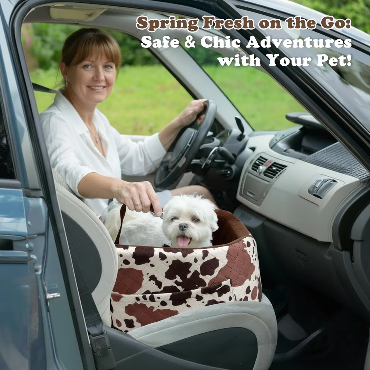 Asiento Perro Coche para Perros Pequeños y Medianos Transportin Cama de Viaje para Mascotas, Delantero o Posterior, hasta 15 kg
