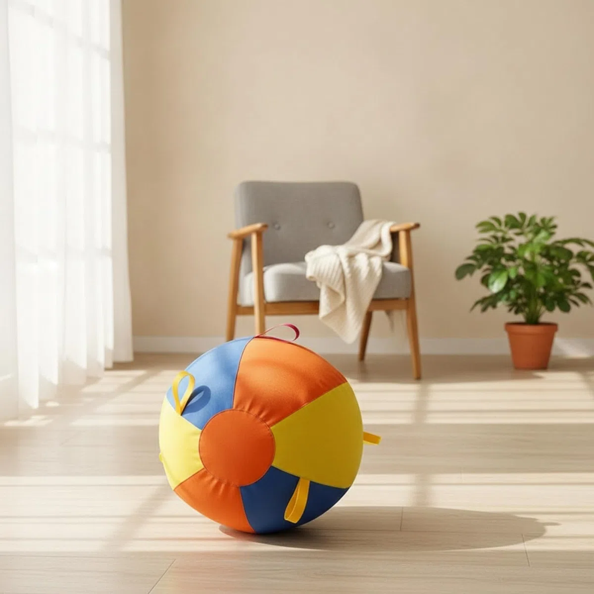 Pelota de Juego Grande Juguete para Perros Balón para Mascotas Pelota con Bucles Superficie Acolchada Construcción Cosida Resistente Ayuda a, Azul, Naranja, Amarillo, Grande 45cm