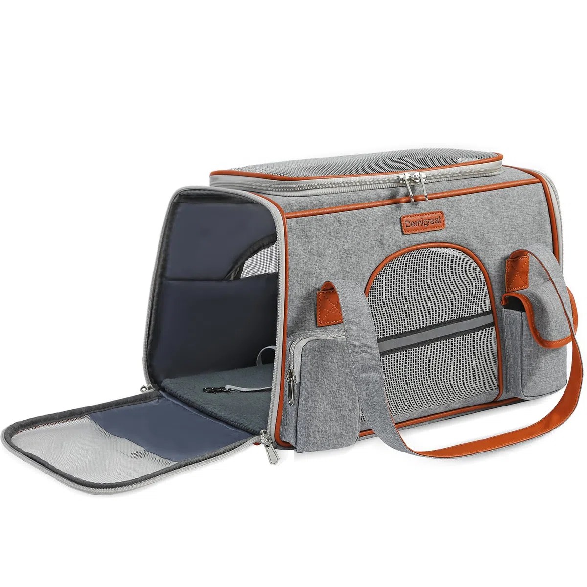 Bolsa de transporte para mascotas para gatos pequeños y perros pequeños, transpirable, bolsa de transporte plegable con correa para el hombro, bolsa de transporte para compañías aéreas