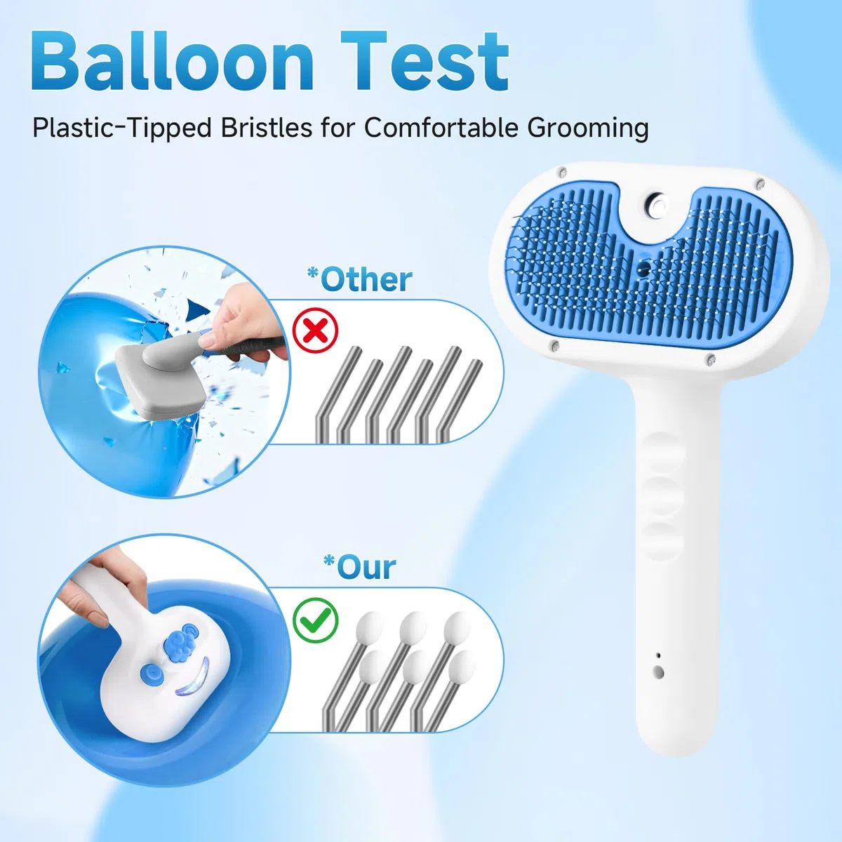 Cepillo de vapor para mascotas para perros y gatos, cepillo de aseo de vapor 3 en 1 para desprendimiento y depilación, peine de pulverización autolimpiante con niebla para mascotas de pelo largo