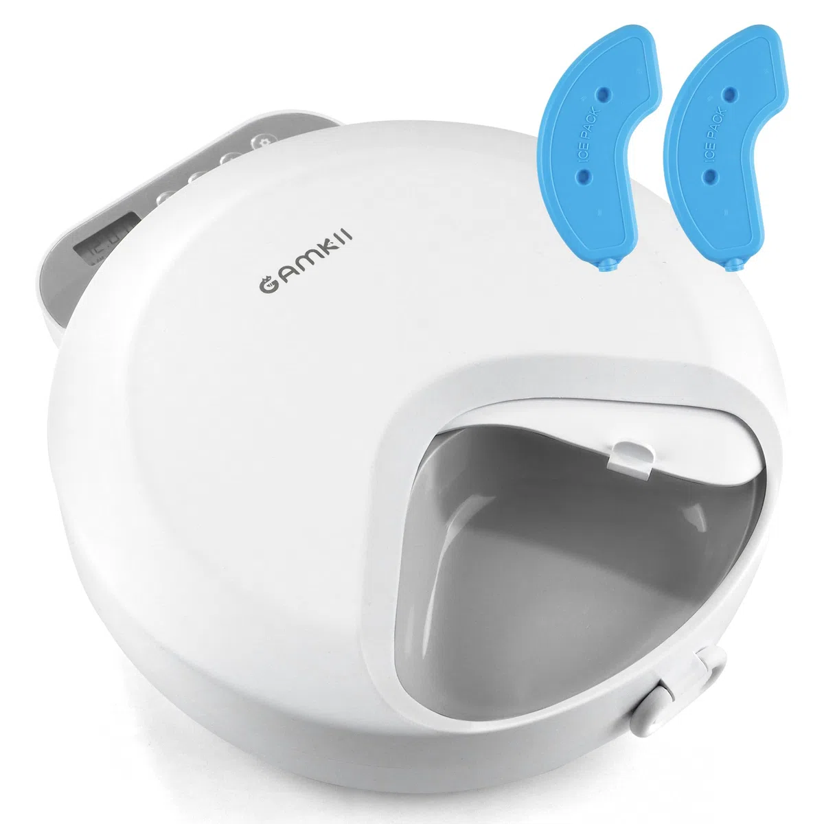 Alimentador automático para gatos, alimentador automático de alimentos húmedos/secos con 2 paquetes de hielo, temporizador programable inalámbrico de 4 comidas, dispensador automático para mascotas
