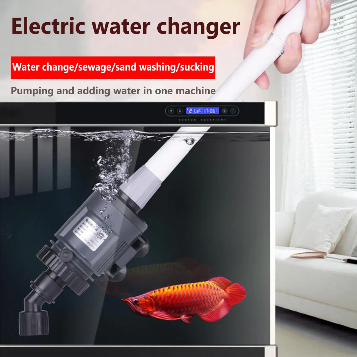 Extractor de Lodos al vacío para Acuario, Limpiador eléctrico de Grava para Acuario, Cambiador de Agua para pecera, Filtro de Agua, Kit de Limpieza para Acuario, Accesorios para pecera
