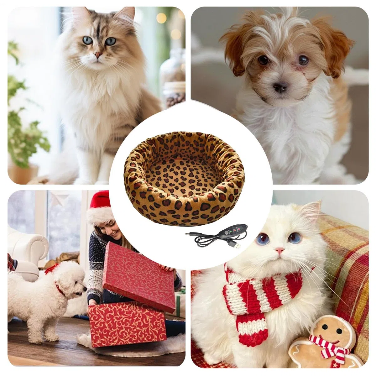 Cama Calefactada para Gatos Manta Calefactora Calmante Para Mascotas | Almohadilla Calentadora Gatos , Cachorros Y Conejitos, Invierno Interior, Sofá O Cabecera,