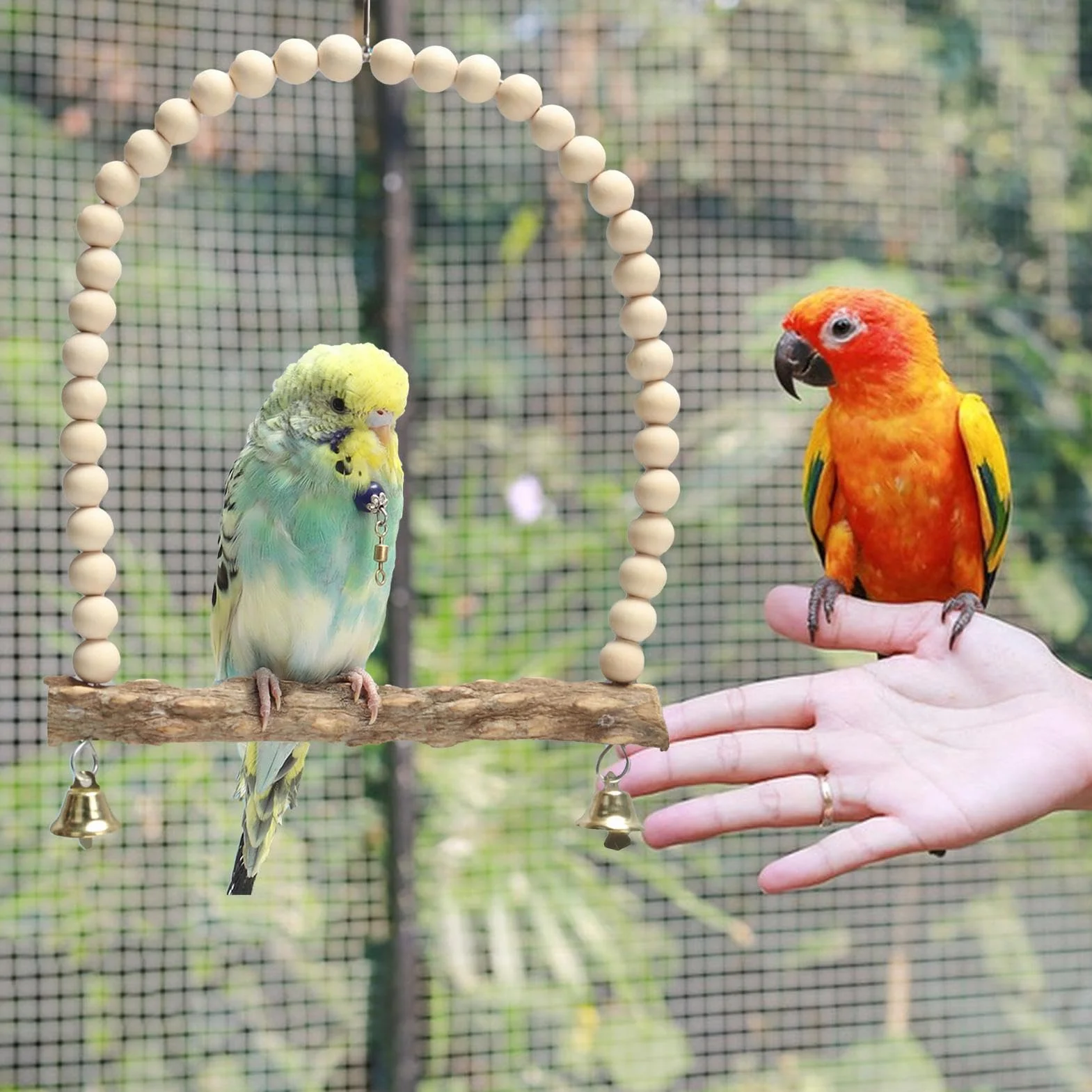 ArinkO Pochy - Percha Colgante Colorida con Cascabel para pájaros pequeños
