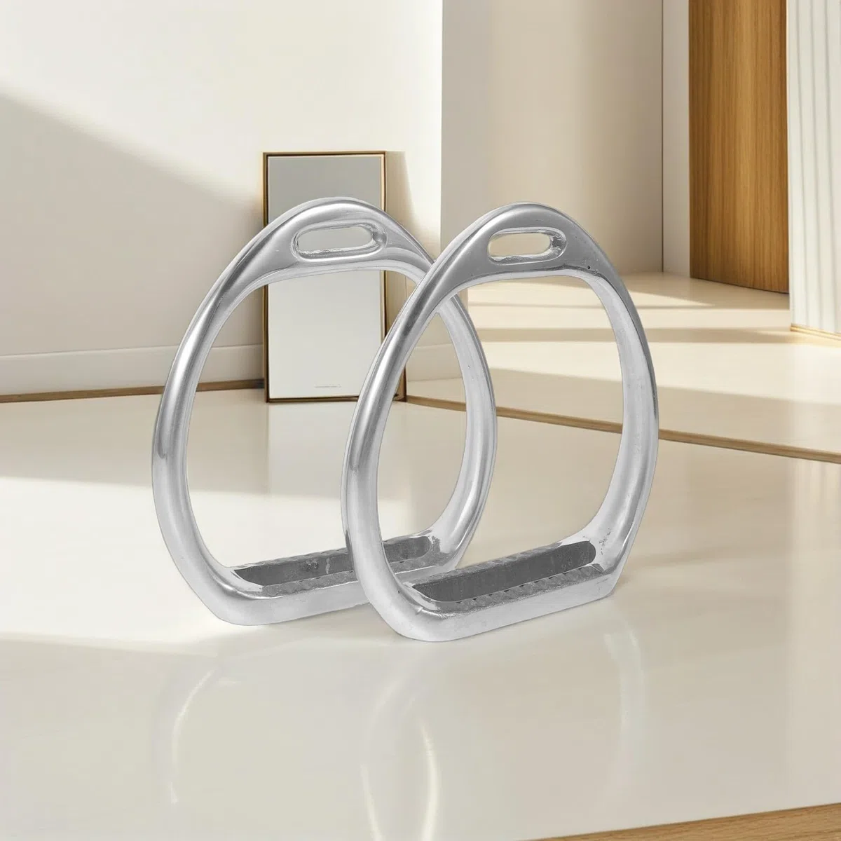 TOYANDONA Estribos de Seguridad para Montar a Caballo 1 Par de Acero Inoxidable Plateado Estribos Ingleses Equipamiento Ecuestre para Adultos y Jóvenes Diseño Antideslizante para Equitación