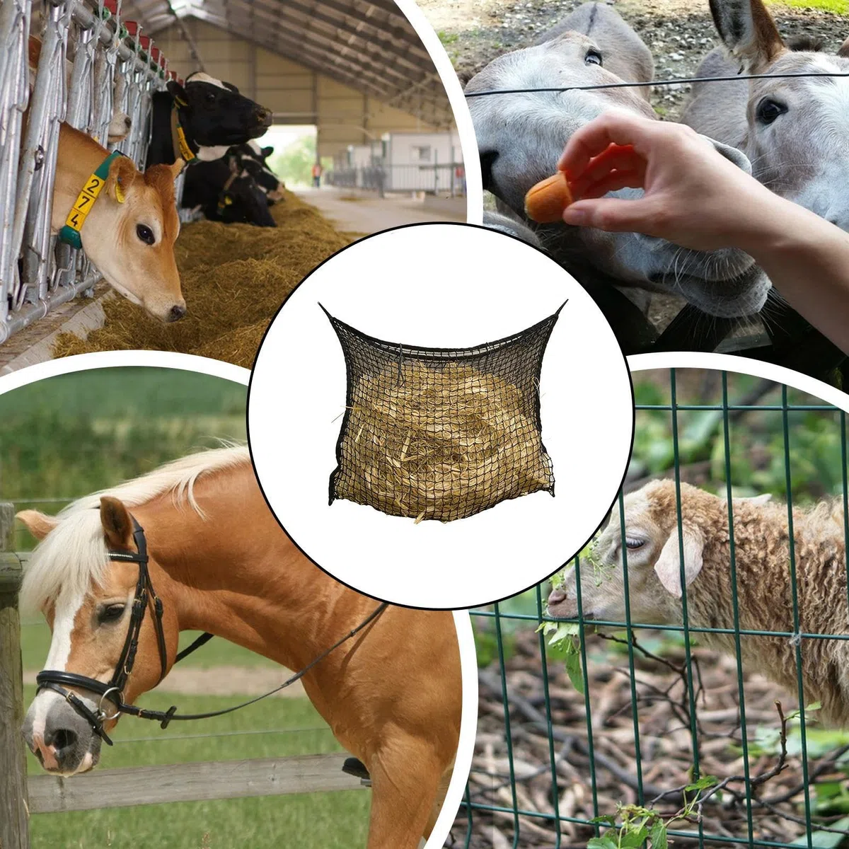 Bolsa de heno para caballo | Resistente al desgarro y a la picadura - Alimentador de heno para cabras - para Cabras Ovejas Recinto Graneros Cercas Remolques Establos