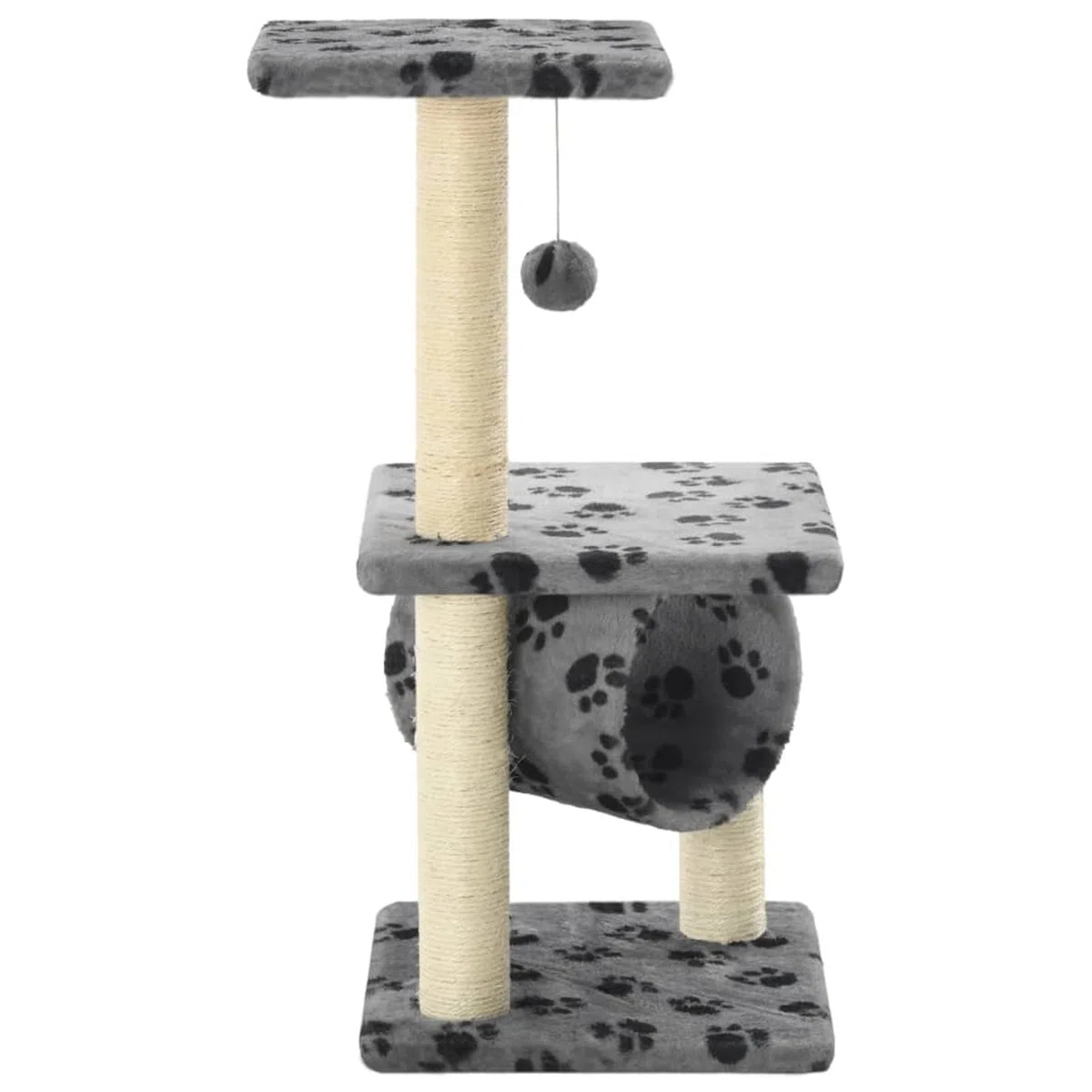 Rascador para Gatos con Poste de sisal, Rascador Gato, Arbol Rascador para Gatos, Gatos Accesorios, Torre Gatos, Arranhador para Gatos, Casa para Gatos, 65 cm Huellas Gris