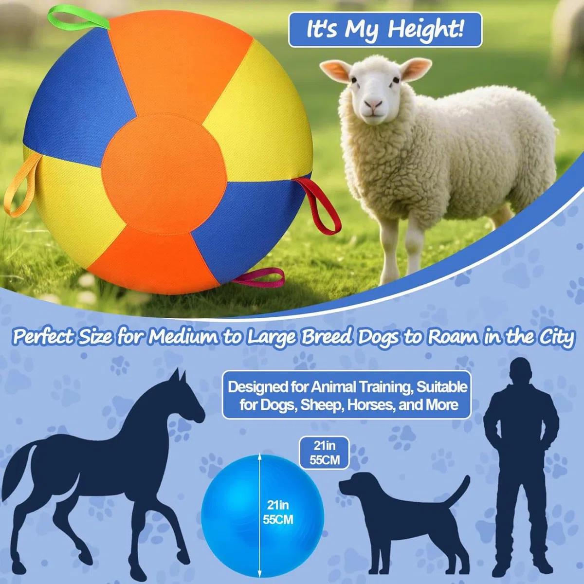 Pelota de Pastoreo para Perros Juguete Interactivo Calmante para Mascotas | Juguete de ejercicio al aire libre para perros para Jardín, Piscina, Cachorros, Juego y Dentición
