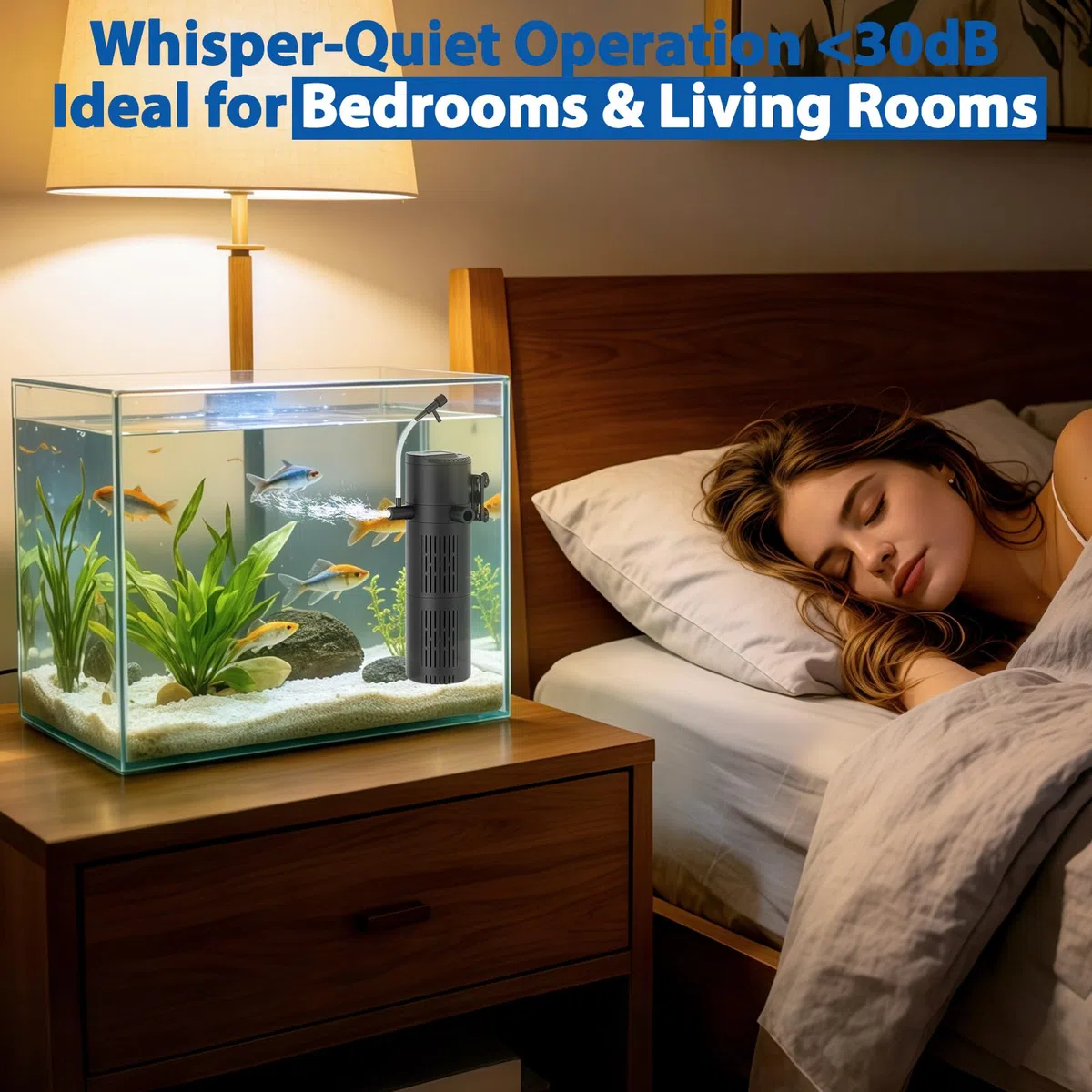 Filtro interno UV para peceras con luz UV, bomba de filtro de acuario 4 en 1, controlador de temporizador y ventana UV visible, sistema de filtración multimodo para agua dulce y salada, acuarios de 15