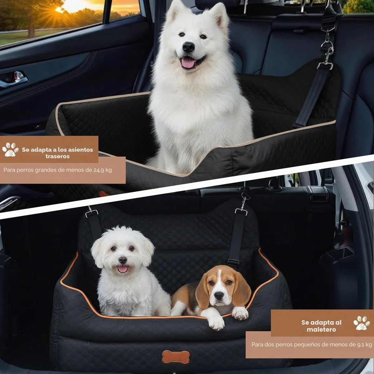 Protector de Asiento de Coche para Mascota, Pecute Asiento de Coche para Perro, Extra Estable Refuerzo de Coche para Perros Grande Mediano Pequeño(70x60x30cm)