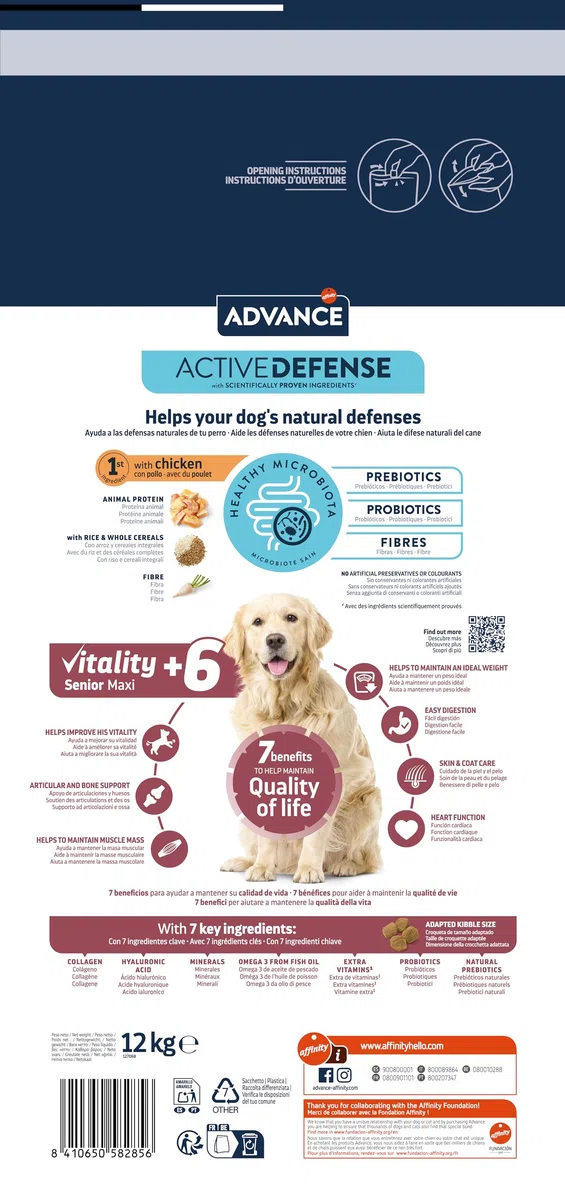 Advance Maxi Senior, Pienso para Perros Senior (+6 años) de Razas Grandes con Pollo, 12kg