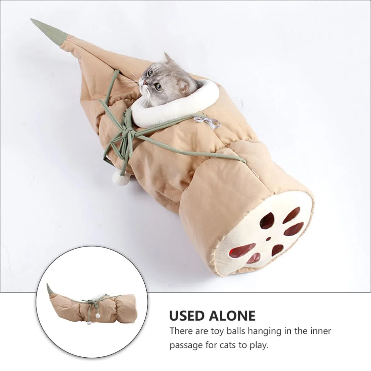 Túnel Plegable para Gatos Diseño de Raíz de Loto Rosa