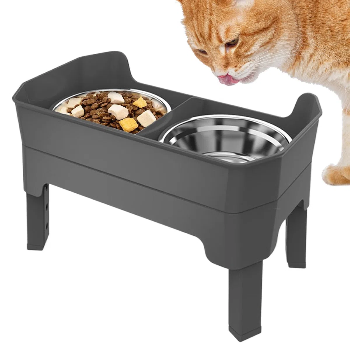s Elevados Para Gatos Antiderrame de Acero Inoxidable | s Con Soporte Cachorros Comer Beber Entrenamiento Cocina Al Aire Libre Viajes Camping Patio Trasero Jardin Exterior